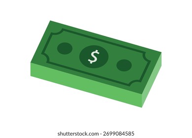 Diseño de Vector de símbolo de signo de moneda de papel de dólar con fondo blanco	