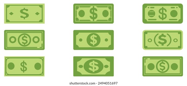 Dollar paper icon black and green color. banking cost marketing earn design.