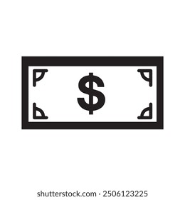 Dollar paper icon black and green color. banking cost marketing earn design.