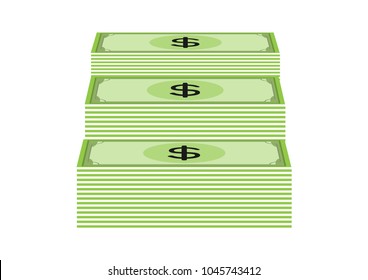 Dollar paper money icon flat design vector illustration isolated on white background. business currency