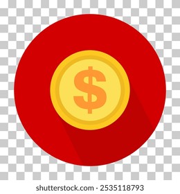 Icono del dinero de papel del dólar, símbolo en fondo del color. Diseño aislado de Vector .