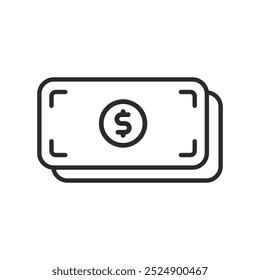Dollar paper note line icon. Dollar icon with dollar sign.