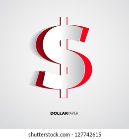 Dollar from paper on isolated white background - vector