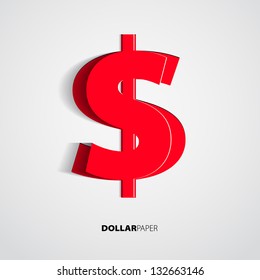 Dollar from paper on isolated white background - vector