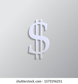 Dollar paper style, vector icon. Grey color vector background