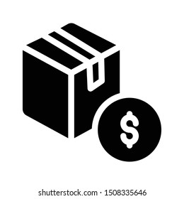 dollar parcel glyph flat vector icon