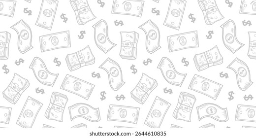 Dollar pattern background. Dollar Doodle seamless pattern background. US dollar pattern background. Seamless pattern of the symbols of dollar currency background.
