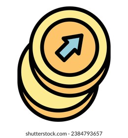 Vector de contorno de icono de pago en dólares. Aplicación bancaria. Color de envío de dinero