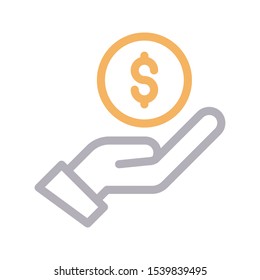  dollar pay vector color line icon