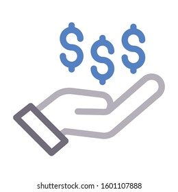dollar pay vector color line icon 