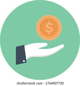 dollar pay vector flat color icon 
