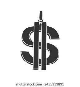 Dollar Pendant Icon Silhouette Illustration. Jewellery Vector Graphic Pictogram Symbol Clip Art. Doodle Sketch Black Sign.