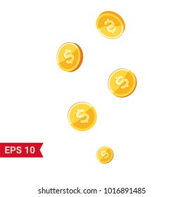 Dollar. Physical bit coin. Digital currency. Gold vector illustration.