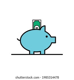 Dollar piggy bank Illustration. modern simple vector icon, flat graphic symbol in trendy flat design style. wallpaper. lockscreen. pattern. frame, background, backdrop, sign, logo.