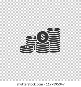 dollar pile coins icon. gold golden money stack for profit financing. business investment growth concept for info graphics, websites, mobile and print media. flat style vector illustration.