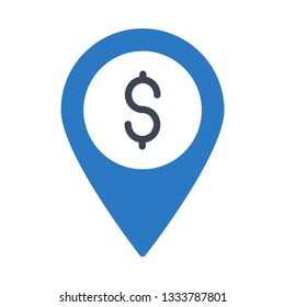 dollar pin glyph double color icon