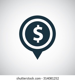 dollar pin icon, on white background
