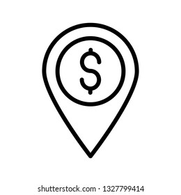 dollar pin line icon