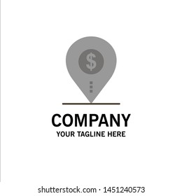 Dollar, Pin, Map, Location, Bank, Business Business Logo Template. Flat Color