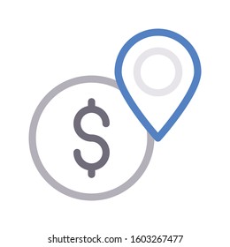 dollar pin vector color line icon 