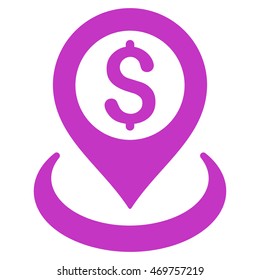 Dollar Placement icon. Vector style is flat iconic symbol with rounded angles, violet color, white background.