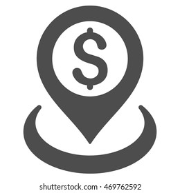 Dollar Placement icon. Vector style is flat iconic symbol with rounded angles, gray color, white background.