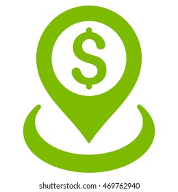 Dollar Placement icon. Vector style is flat iconic symbol with rounded angles, eco green color, white background.