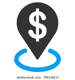 Dollar Placement vector icon. Flat bicolor blue and gray symbol. Pictogram is isolated on a white background. Designed for web and software interfaces.