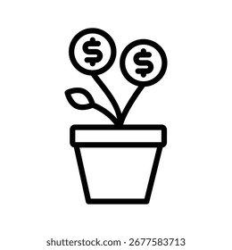 ícone de linha Dollar Plant, vetor, pixel perfect, arquivo ilustrador 