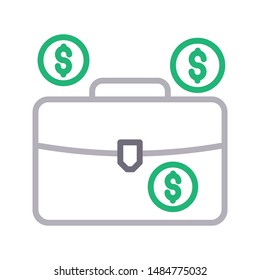 dollar portfolio colour line vector icon