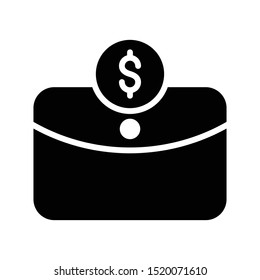 dollar portfolio glyph flat vector icon