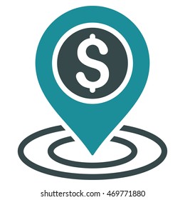 Dollar Position icon. Vector style is bicolor flat iconic symbol with rounded angles, soft blue colors, white background.