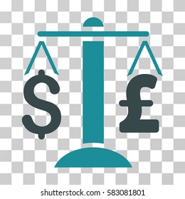 Dollar Pound Balance vector pictograph. Illustration style is a flat iconic bicolor soft blue symbol on a transparent background.