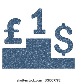 Dollar Pound Competition grainy textured icon for overlay watermark stamps. Flat symbol with dirty texture. Dotted vector blue ink rubber seal stamp with grunge design on a white background.