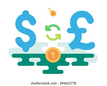 Dollar Pound Currency Exchange concept vector illustration flat design