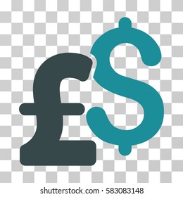 Dollar And Pound Currency vector icon. Illustration style is a flat iconic bicolor soft blue symbol on a transparent background.