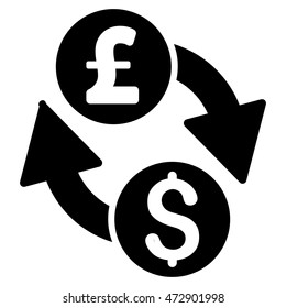 Dollar Pound Exchange icon. Vector style is flat iconic symbol with rounded angles, black color, white background.