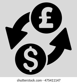 Dollar Pound Exchange icon. Vector style is flat iconic symbol with rounded angles, black color, light gray background.