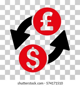 Dollar Pound Exchange icon. Vector illustration style is flat iconic bicolor symbol, intensive red and black colors, transparent background. Designed for web and software interfaces.
