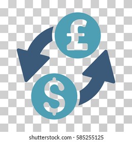 Dollar Pound Exchange icon. Vector illustration style is flat iconic bicolor symbol, cyan and blue colors, transparent background. Designed for web and software interfaces.