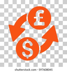Dollar Pound Exchange icon. Vector illustration style is flat iconic symbol, orange color, transparent background. Designed for web and software interfaces.