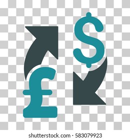 Dollar Pound Exchange vector pictogram. Illustration style is a flat iconic bicolor soft blue symbol on a transparent background.