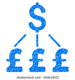 Dollar Pound Links Pound grainy textured icon for overlay watermark stamps. Flat symbol with dirty texture. Dotted vector blue ink rubber seal stamp with grunge design on a white background.