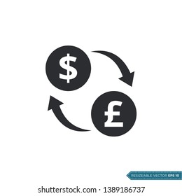 Dollar to Pound Sterling Exchange Currency Icon Vector Template