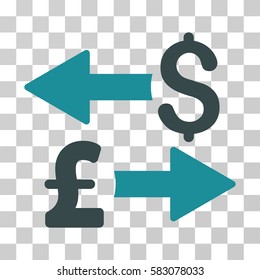 Dollar Pound Transactions vector pictograph. Illustration style is a flat iconic bicolor soft blue symbol on a transparent background.