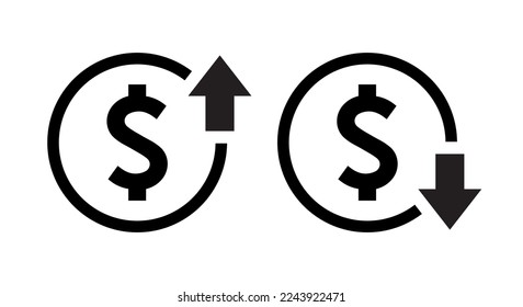 Dollar price up down icon vector in line style