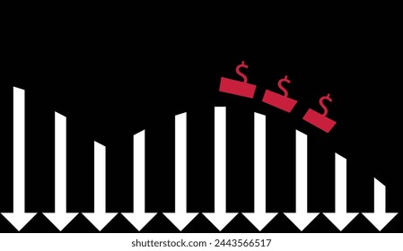 Dollar price falling and showing depreciation illustration