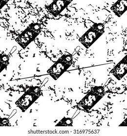 Dollar price pattern, grunge, black image on white background