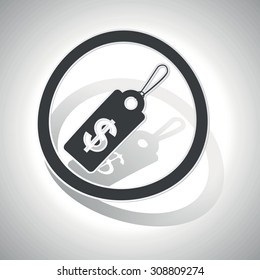 Dollar price sign sticker, curved, with outlining and shadow