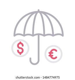 dollar protection colour line vector icon